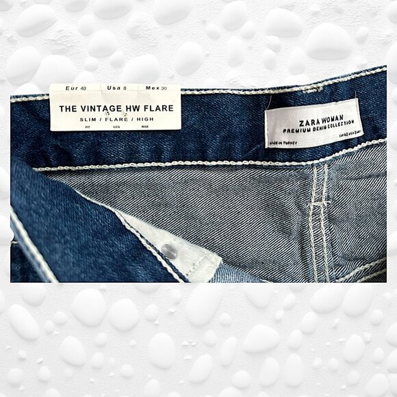 NWT Zara The Vintage HW Flare Jeans Tall 8 Sunset Blue - Picture 8 of 10